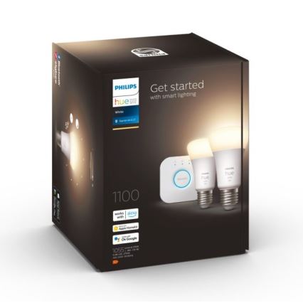 Conjunto básico Philips Hue WHITE 2xE27/9,5W 2700K + dispositivo de interligação