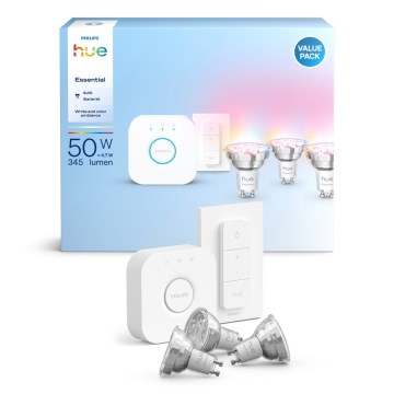 Conjunto básico Philips Hue White And Color Ambiance Essential 3xGU10/4,7W/230V 2200-6500K + dispositivo de ligação