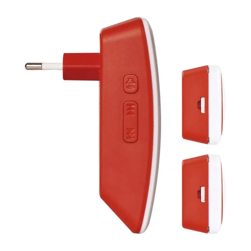 CONJUNTO Campainha sem fios de tomada + 2x botão 230V IP44