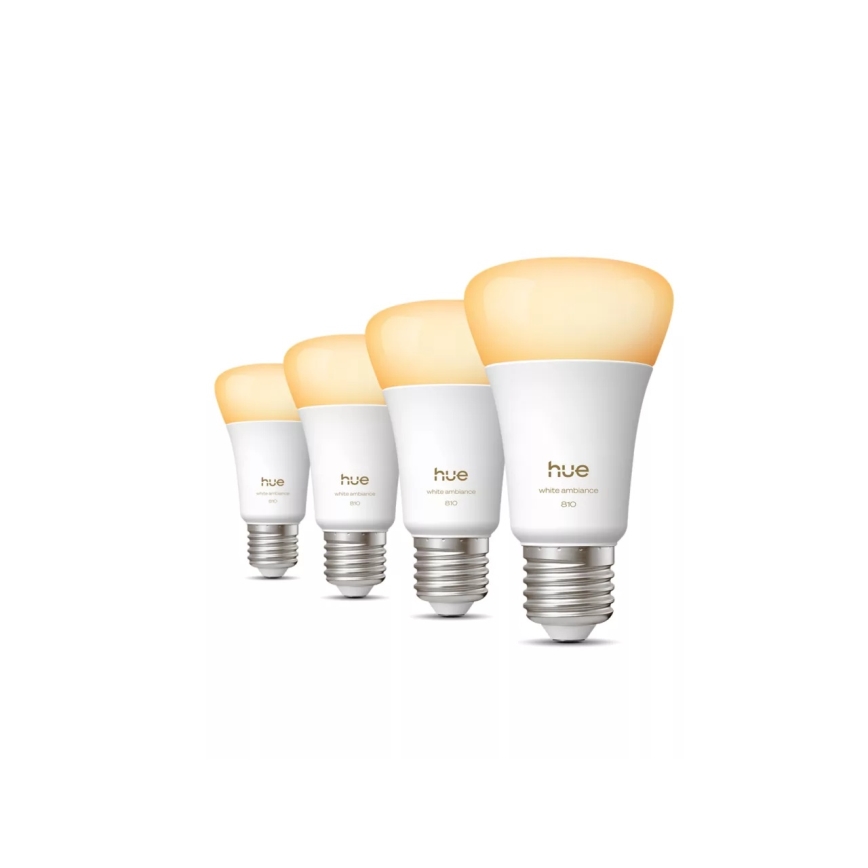 Pack de 4 lâmpadas LED dimerizáveis Philips Hue WHITE AMBIANCE E27/6W/230V 1000-20000K