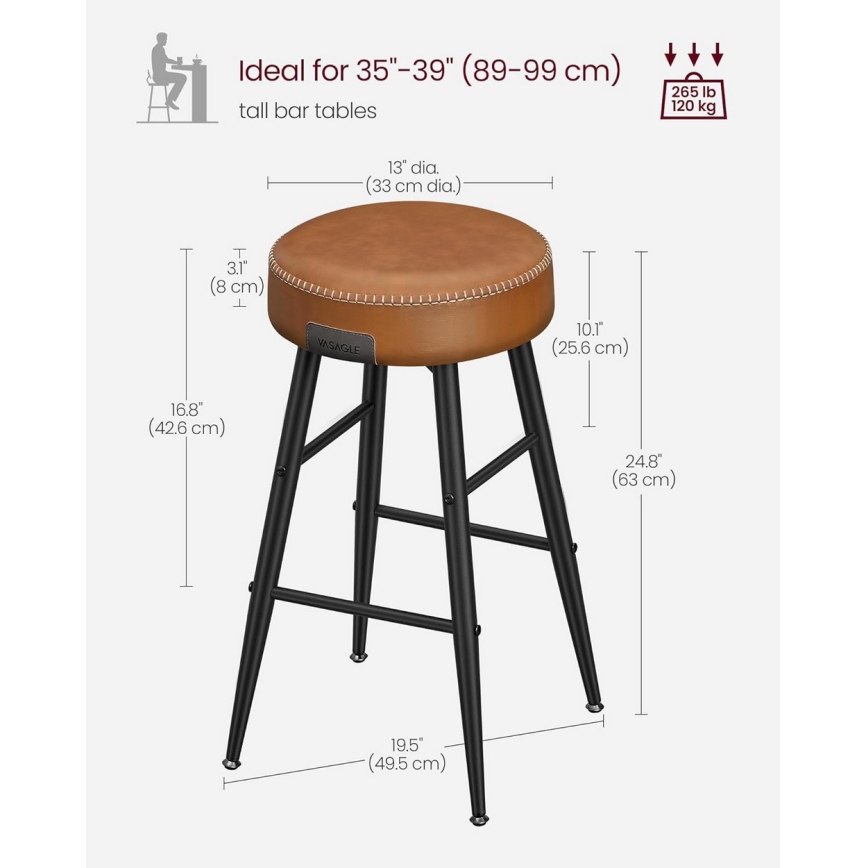 Conjunto de 2 bancos de bar LIOR, castanho/preto