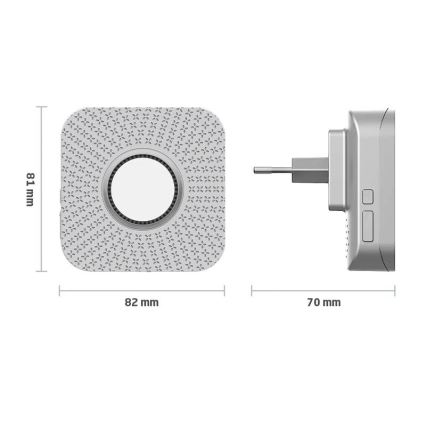 Conjunto de 2 campainhas sem fios para tomada, com acionamento cinético, 230V, brancas