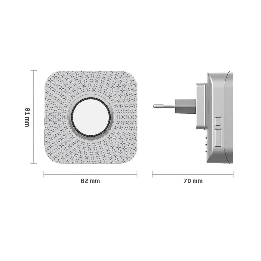 Conjunto de 2 campainhas sem fios para tomada, com acionamento cinético, 230V, brancas
