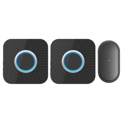 Conjunto de 2 campainhas sem fios para tomada, com tecnologia cinética, 230 V, pretas