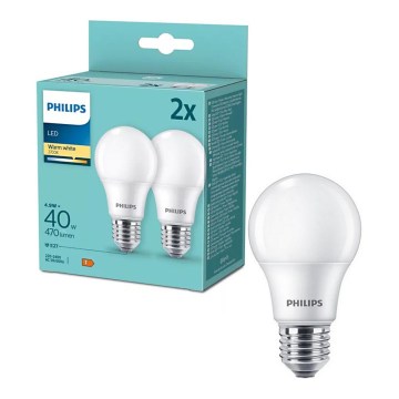 Conjunto de 2 lâmpadas LED Philips A60 E27/4,9W/230V 2700K