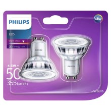 CONJUNTO de 2 Lâmpadas LED Philips GU10/4.6W/230V 2700K