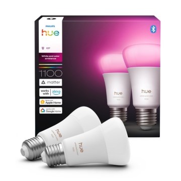 Conjunto de 2 lâmpadas LED reguláveis Philips Hue WHITE AND COLOR AMBIANCE E27/8,1W/230V 1000-20000K