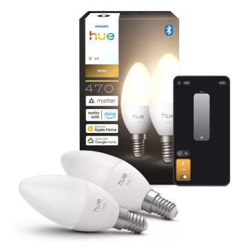 Conjunto de 2 lâmpadas LED reguláveis Philips Hue WHITE B39 E14/3,9W/230V 2700K