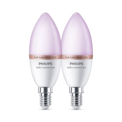 Pack de 2 lâmpadas LED RGB dimerizáveis Philips SMART C37 E14/4,9W/230V 2200-6500K IRC 90