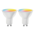 Conjunto de 2 lâmpadas LED RGBW dimerizáveis MESH Smart GU10/6,5W/230V 2700-6500K + controlo remoto - Aigostar