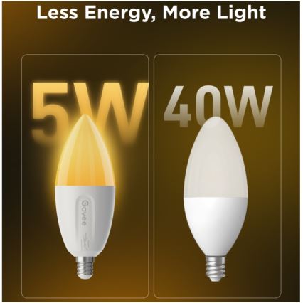 Conjunto de 2 lâmpadas LED RGBWW dimerizáveis MATTER E14/5W/230V 2700-6500K Wi-Fi - Govee