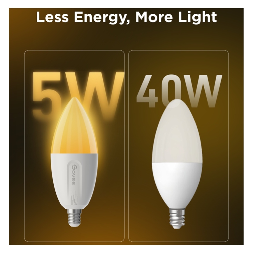 Conjunto de 2 lâmpadas LED RGBWW dimerizáveis MATTER E14/5W/230V 2700-6500K Wi-Fi - Govee