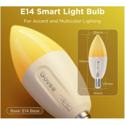 Conjunto de 2 lâmpadas LED RGBWW dimerizáveis MATTER E14/5W/230V 2700-6500K Wi-Fi - Govee