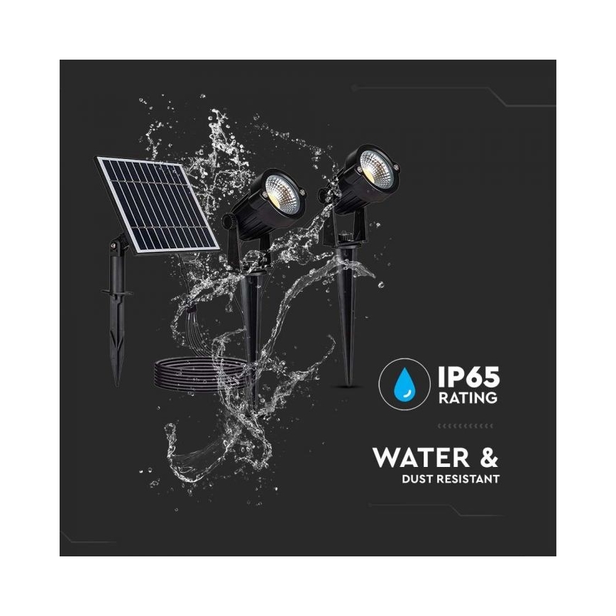 Conjunto de 2 lâmpadas solares exteriores 2xLED/1,2W/3,7V IP65 3000K 4000 mAh
