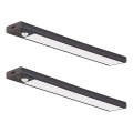Conjunto de 2 luzes LED recarregáveis para móveis com sensor de movimento e de crepúsculo VIRO LED/1,2W/3,7V 800 mAh 3000/4000/6500K 30 cm preto