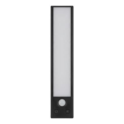 Conjunto de 2 luzes LED recarregáveis para móveis com sensor de movimento e de crepúsculo VIRO LED/1,2W/3,7V 800 mAh 3000/4000/6500K 30 cm preto