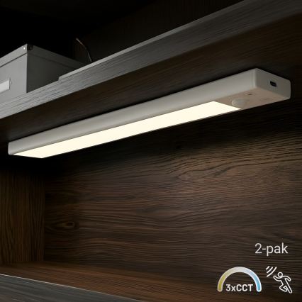 Conjunto de 2 luzes LED recarregáveis para móveis com sensor de movimento e crepúsculo VIRO LED/1,2W/3,7V 800 mAh 3000/4000/6500K 30 cm branco