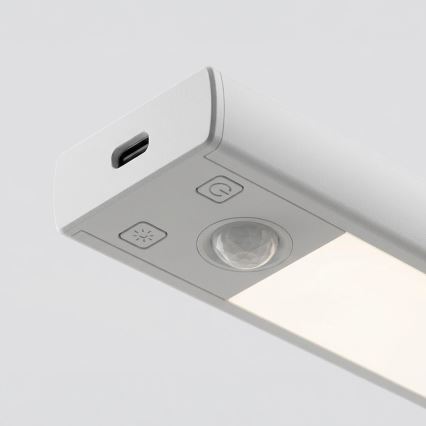 Conjunto de 2 luzes LED recarregáveis para móveis com sensor de movimento e crepúsculo VIRO LED/1,2W/3,7V 800 mAh 3000/4000/6500K 30 cm branco