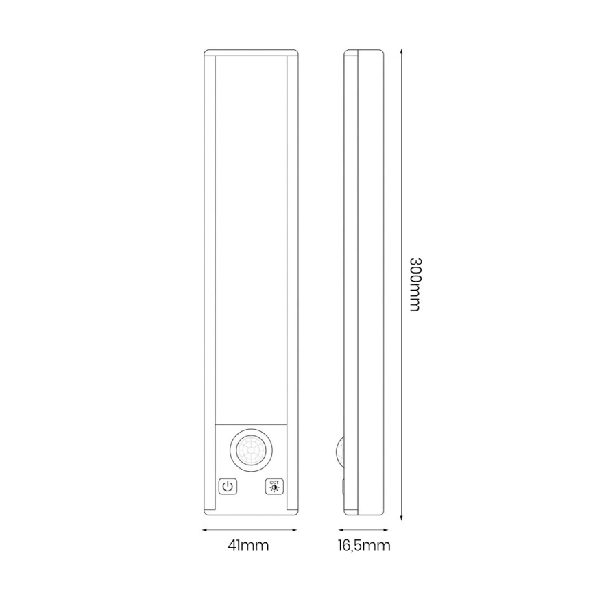 Conjunto de 2 luzes LED recarregáveis para móveis com sensor de movimento e crepúsculo VIRO LED/1,2W/3,7V 800 mAh 3000/4000/6500K 30 cm branco