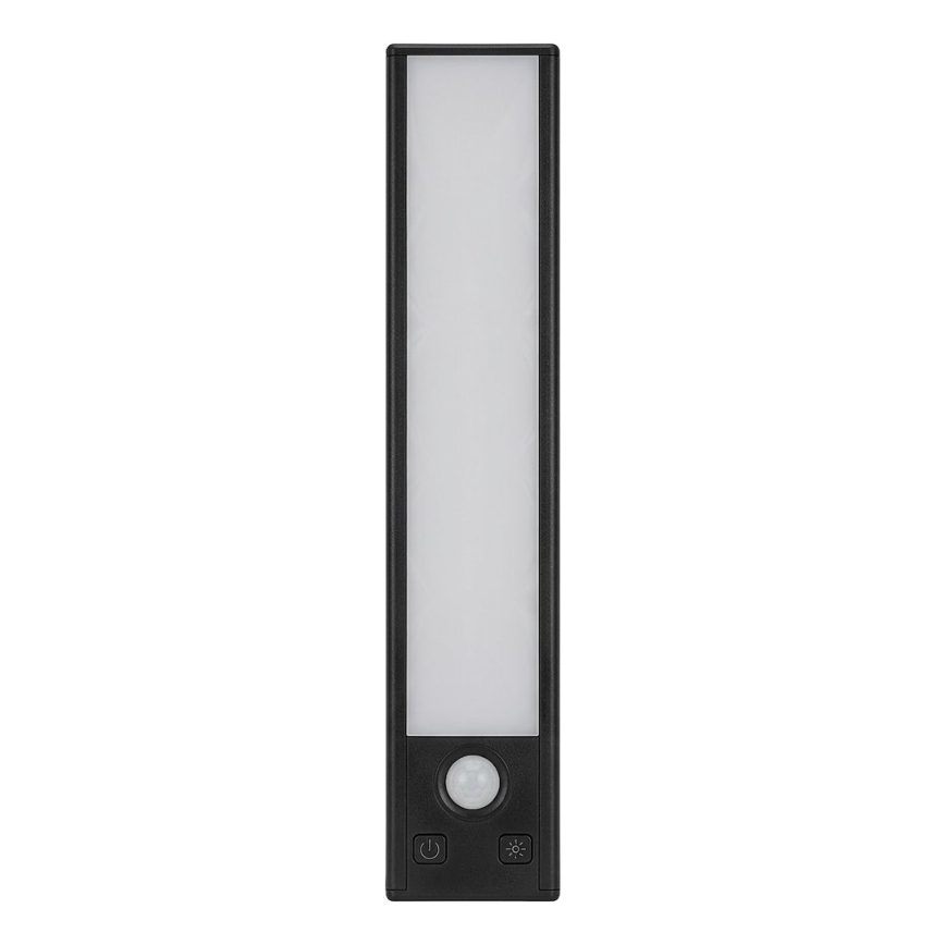 Conjunto de 2 luzes LED recarregáveis para móveis com sensor de movimento e sensor crepuscular VIRO LED/1,2W/3,7V 800 mAh 3000/4000/6500K 30 cm pretas