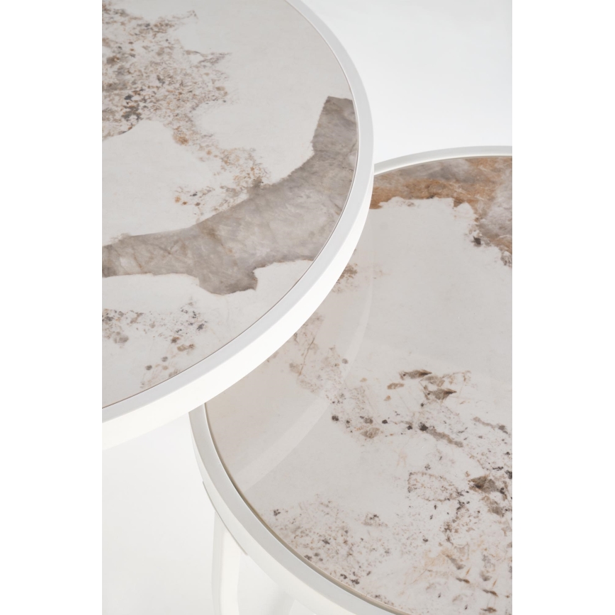 Conjunto de 2 mesas de centro AURORO, bege/branco