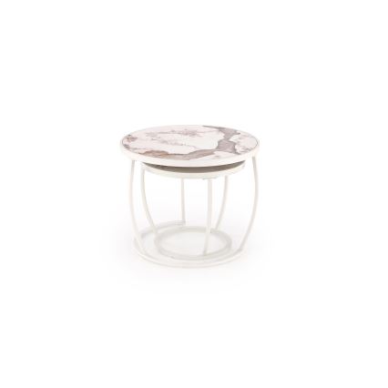 Conjunto de 2 mesas de centro AURORO, bege/branco