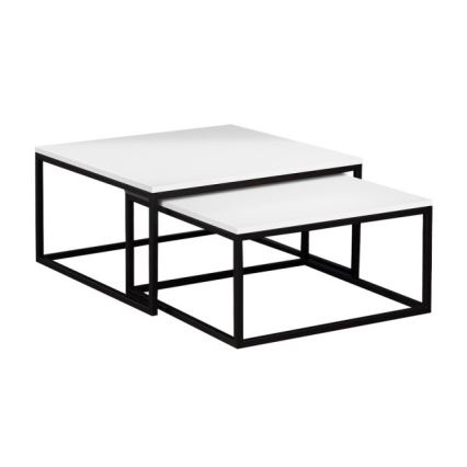 Conjunto de 2 mesas de centro DUAL 76x76/66x66 cm preto/branco