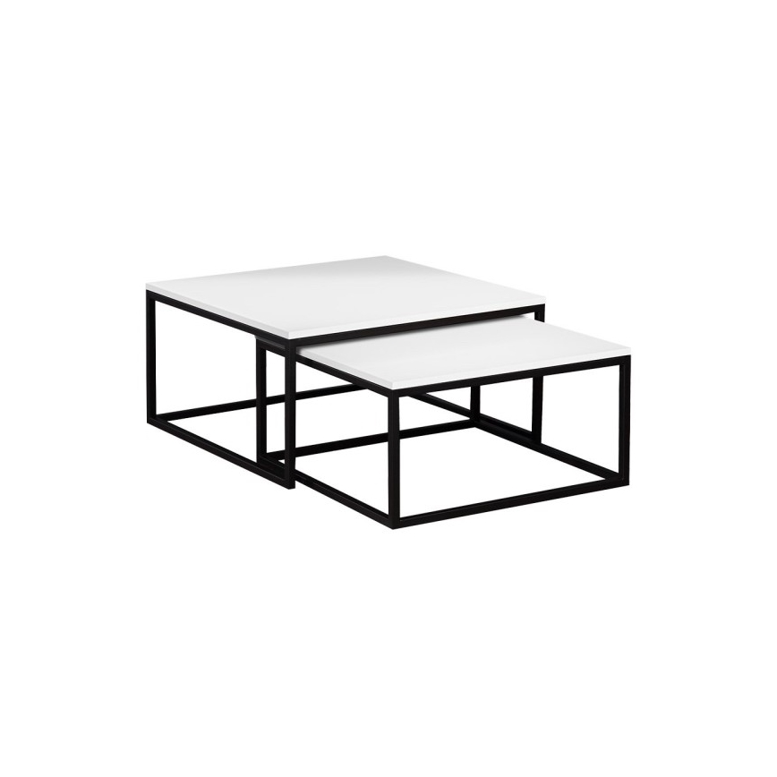 Conjunto de 2 mesas de centro DUAL 76x76/66x66 cm preto/branco