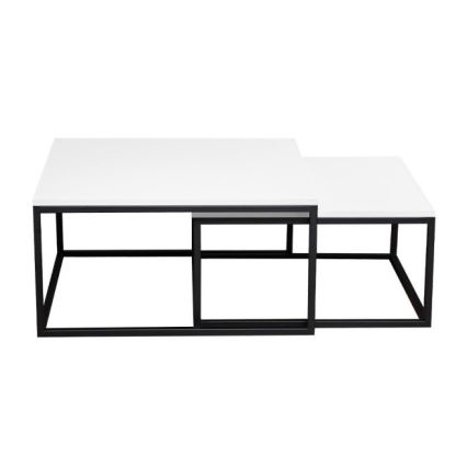 Conjunto de 2 mesas de centro DUAL 76x76/66x66 cm preto/branco