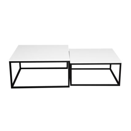 Conjunto de 2 mesas de centro DUAL 76x76/66x66 cm preto/branco