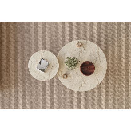 Conjunto de 2 mesas de centro PURO, Ø 40/70 cm, nogueira/bege