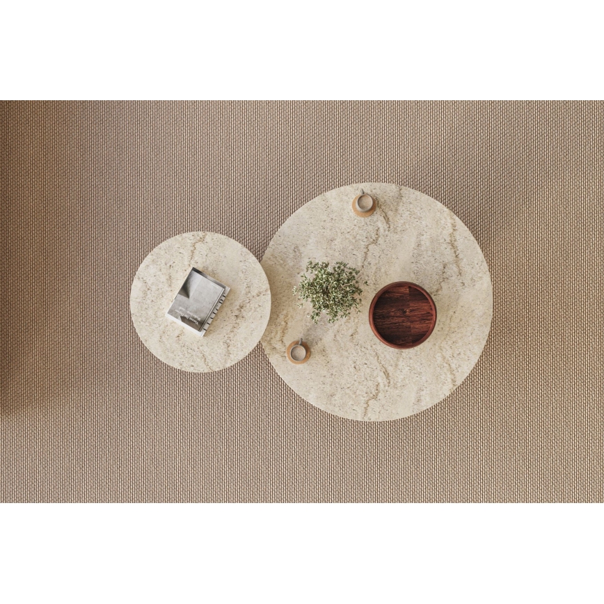 Conjunto de 2 mesas de centro PURO, Ø 40/70 cm, nogueira/bege