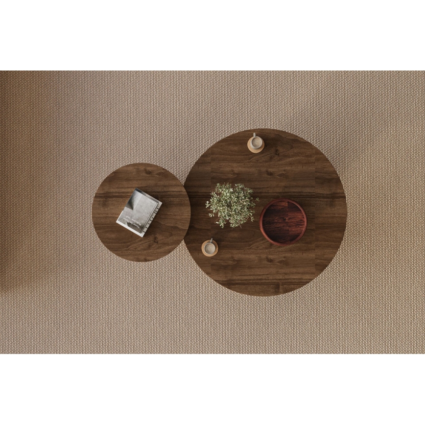 Conjunto de 2 mesas de centro PURO Ø 40/70 cm travertino/nogueira