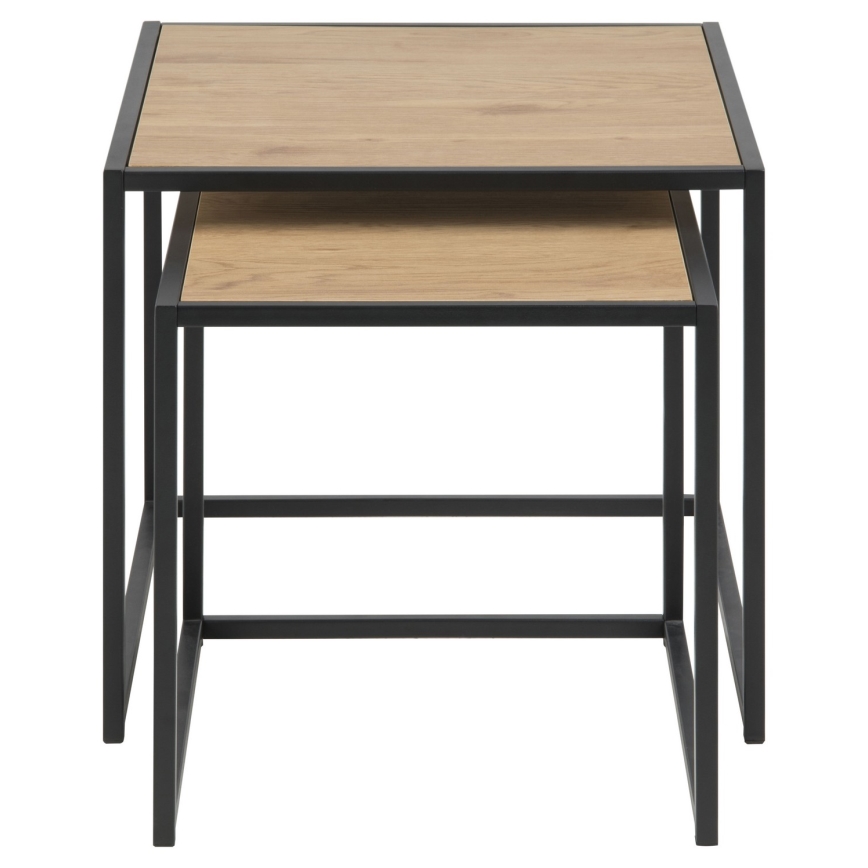 Conjunto de 2 mesas de centro SARON, carvalho/preto