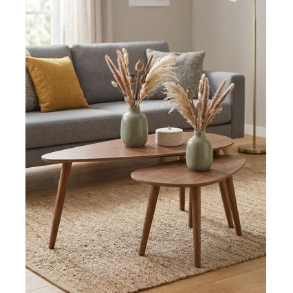 Conjunto de 2 mesas de centro SOLE 60/80x30/40 cm nogueira