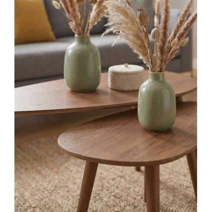 Conjunto de 2 mesas de centro SOLE 60/80x30/40 cm nogueira