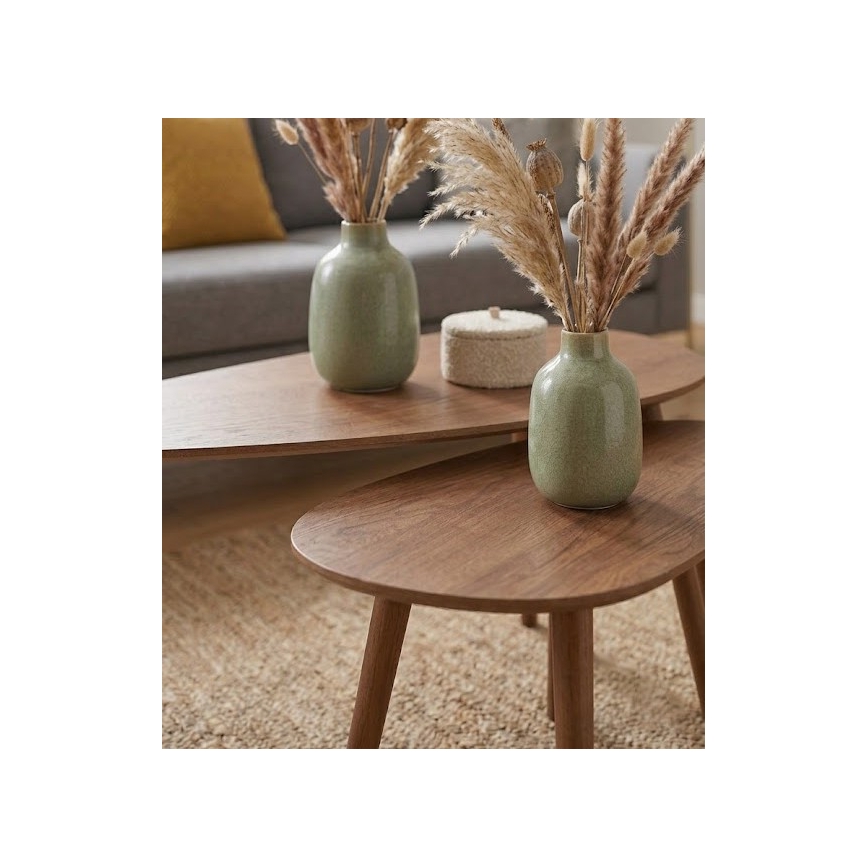 Conjunto de 2 mesas de centro SOLE 60/80x30/40 cm nogueira