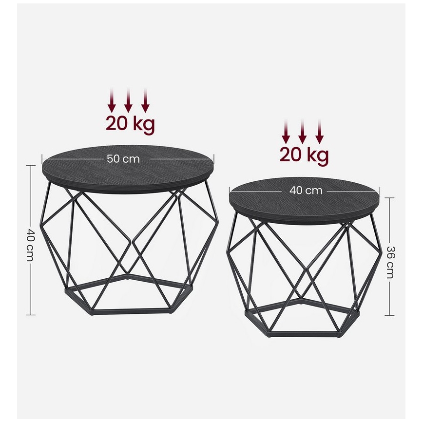 Conjunto de 2 mesas de centro TALIA, pretas
