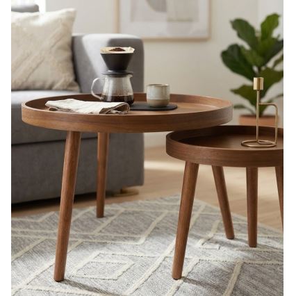 Conjunto de 2 Mesas de Centro VERDE Ø 60/38 cm nogueira