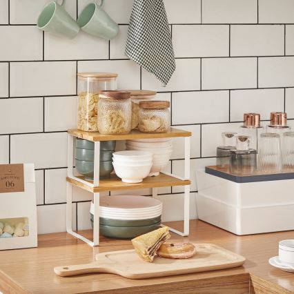 Conjunto de 2 prateleiras de arrumação MARGE, brancas/marrons