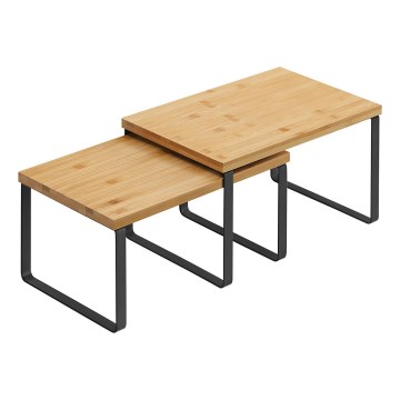 Conjunto de 2 prateleiras de arrumação MARGE, pretas/castanhas
