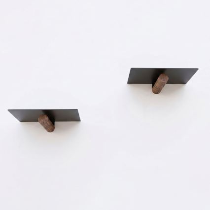 Conjunto de 2 prateleiras de parede 15x21 cm pretas