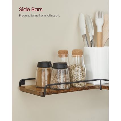 Conjunto de 2 prateleiras de parede SHELFY 40x10x29 cm castanho/preto