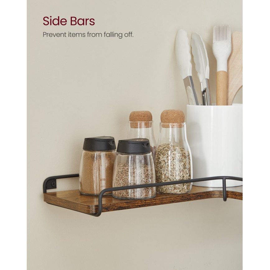 Conjunto de 2 prateleiras de parede SHELFY 40x10x29 cm castanho/preto