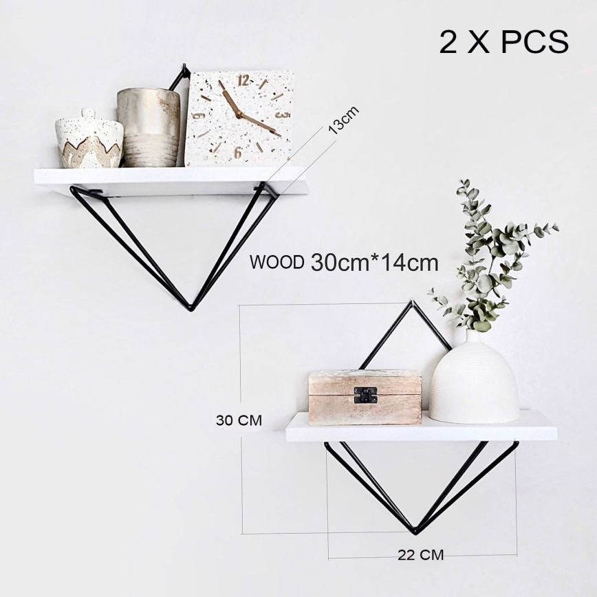 Conjunto de 2 prateleiras DIA branco/preto