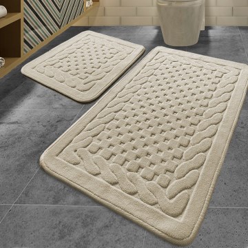 Conjunto de 2 tapetes de banho BAMBI 60 x 100 cm, bege