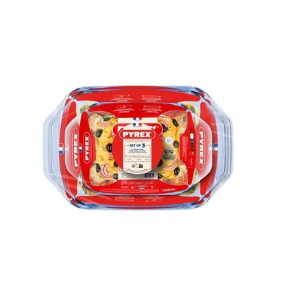 Conjunto de 3 Assadeiras PYREX 1,4/3/4 l