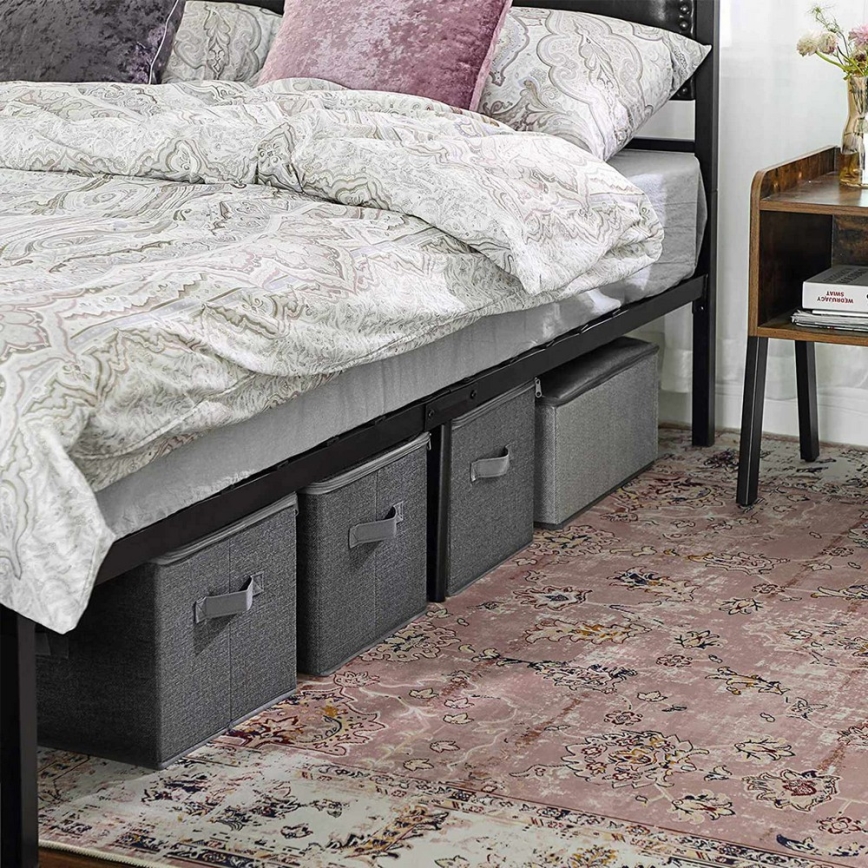 Conjunto de 3 caixas de arrumação com fecho de correr CURAN, cinzento