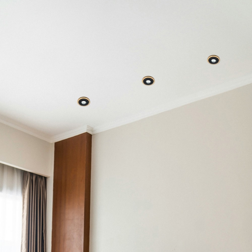 Conjunto de 3 candeeiros de embutir TOBBY 1xGU10/20W/230V Ø 11,5 cm carvalho/preto