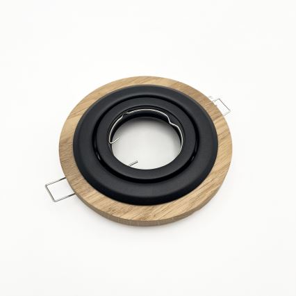 Conjunto de 3 candeeiros de embutir TOBBY 1xGU10/20W/230V Ø 11,5 cm carvalho/preto